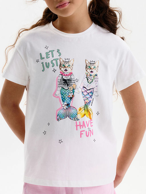 PELICAN, футболка для девочек, Молочный  фото 2