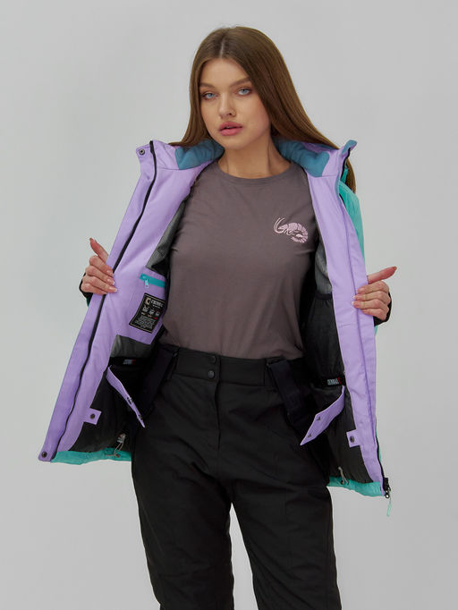 Горнолыжная куртка женская зимняя бирюзового цвета 01_1Br - Chunmai фото 7