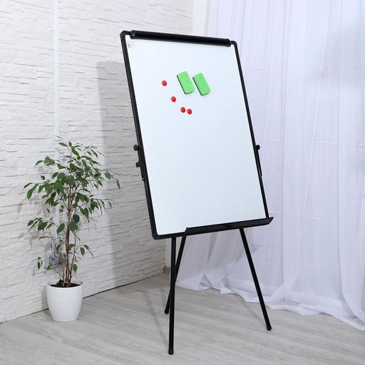 Флипчарт магнитно-маркерный, Calligrata, 70×100 см, регулируется по высоте, рамка черная, 2 губки, 4 магнита