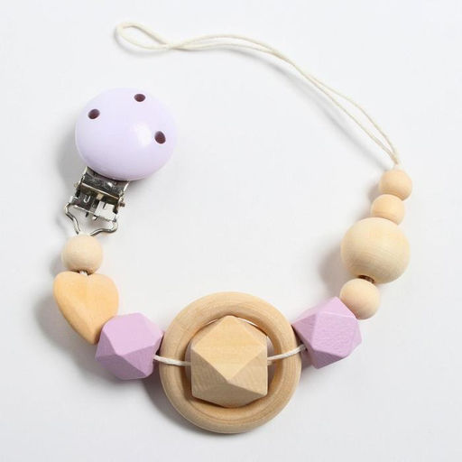 Держатель для соски - пустышки «Сердечко», деревянный, фиолетовый