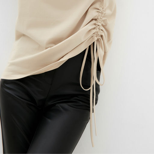 Футболка с кулиской женская MINAKU REGULAR FIT, бежевая, размер 44