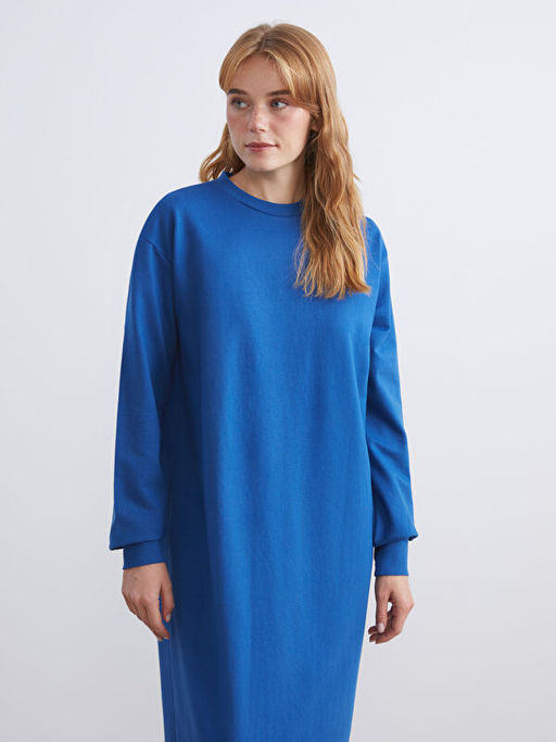 Bisiklet Yaka Sweatshirt Elbise