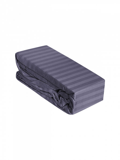 Проcтыня сатин-страйп 180х200+25 на резинке сиреневый сатин - Denastia фото 3