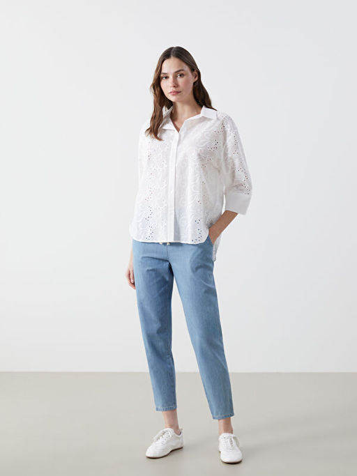 Ajurlu Oversize Kad?n G?mlek