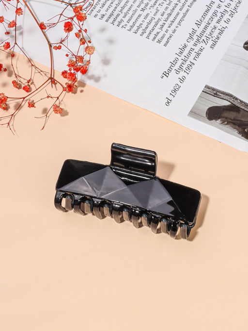 Цена за 12 шт. Крабик для волос «Классик», объёмная геометрия, 9×4 см, чёрный