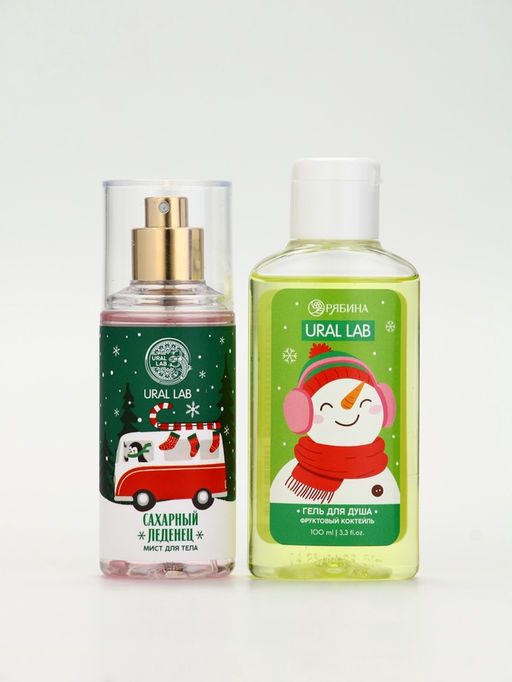 Подарочный набор новогодний Снеговичок, гель для душа 100 мл и мист для тела, URAL LAB