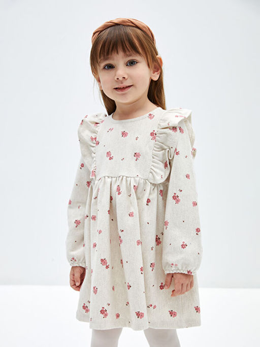 Bisiklet Yaka ?i?ekli K?z Bebek Elbise - Waikiki фото 3