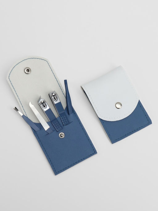 Набор маникюрный, 5 предметов, в футляре, голубой, белый