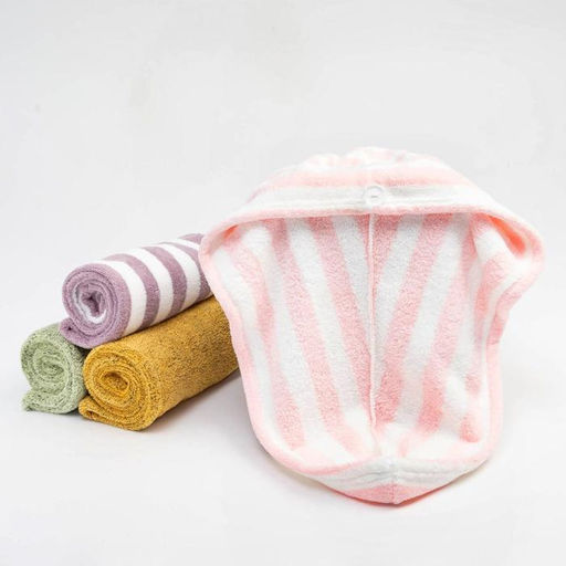 Чалма для сушки волос Этель Полоски, цв.розовый, 65*25 см, 100% п/э  фото 6