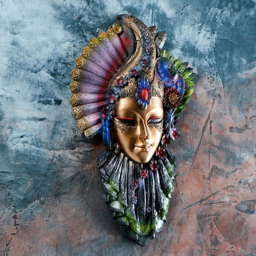 Венецианская маска «Рубин», панно, настенный декор, золото, 32 см, МИКС