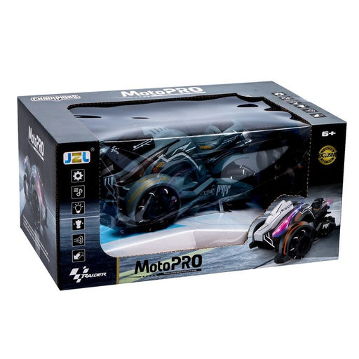 Машинка на пульте управления MotoPRO, эффект дыма, свет, работает от аккумулятора, цвет серый