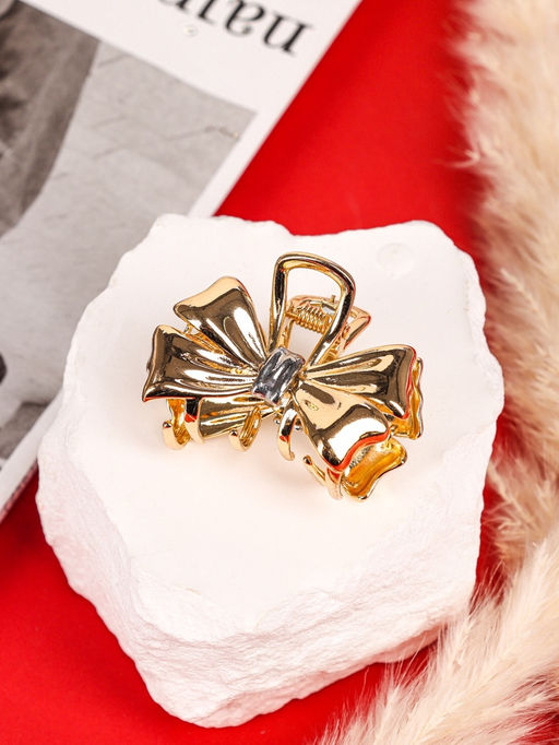 Цена за 6 шт. Крабик для волос «Хизер», бант галант, 4.5 см, золото