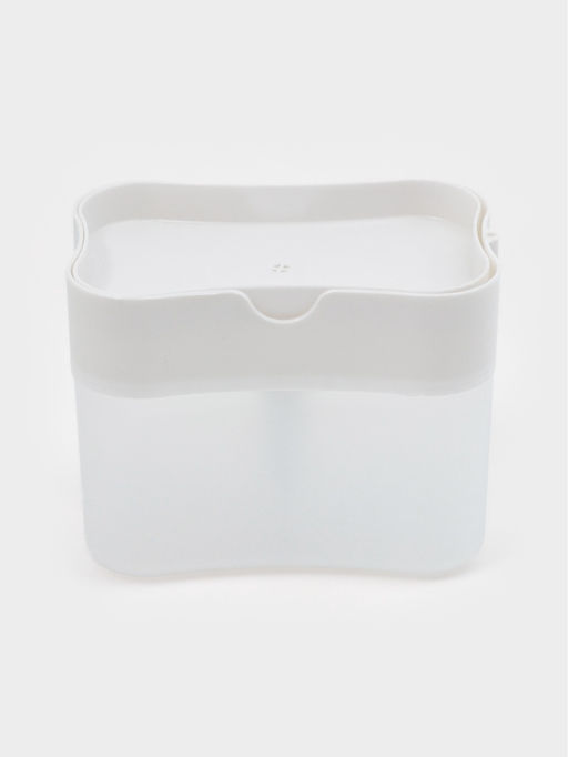 Дозатор для моющего средства с подставкой для губки Доляна, губка в комплекте, 385 мл, белый