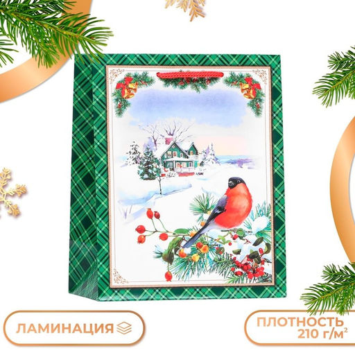 Пакет подарочный Снегирь на ветке , 18 х 22,3 х 10 см - Simaland фото 7