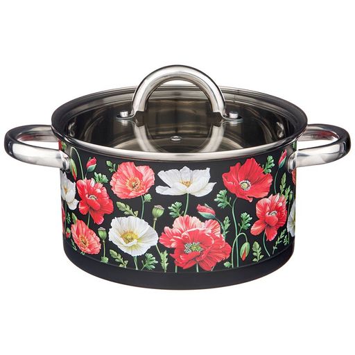 КАСТРЮЛЯ AGNESS МАКИ СО СТЕКЛЯННОЙ КРЫШКОЙ, НЕРЖ.СТАЛЬ, 3,1Л 20Х11 СМ