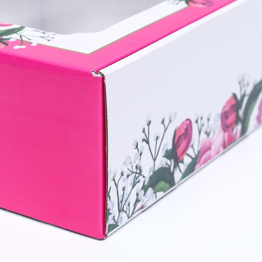 Цена за 5 шт. Коробка самосборная, с окном, Весенние пионы, 19 х 19 х 9 см - UPAK LAND фото 4