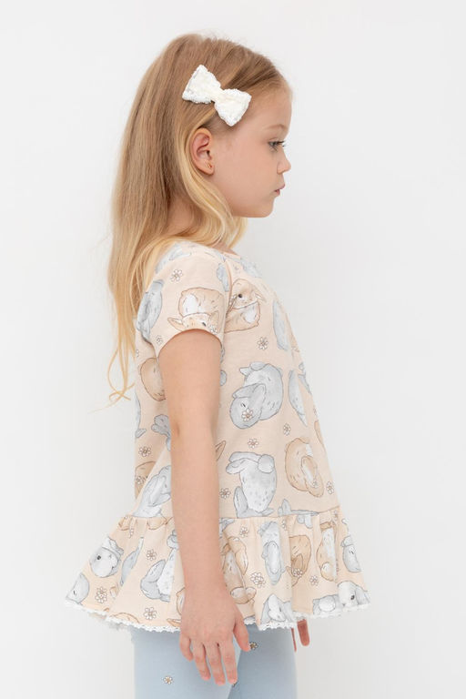 Crockid _ КР 302745-1/песчаный,зайчики и ромашки к563 блузка (туника) для дев  фото 5