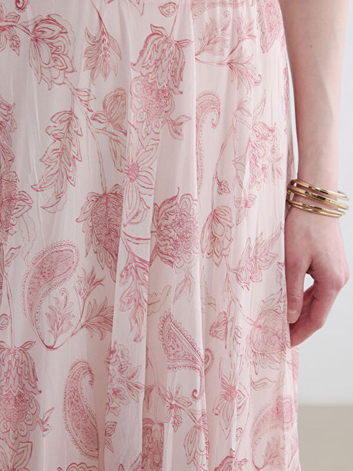Юбка Beli Lastikli Desenli Sifon Pileli с эластичным поясом из шифона