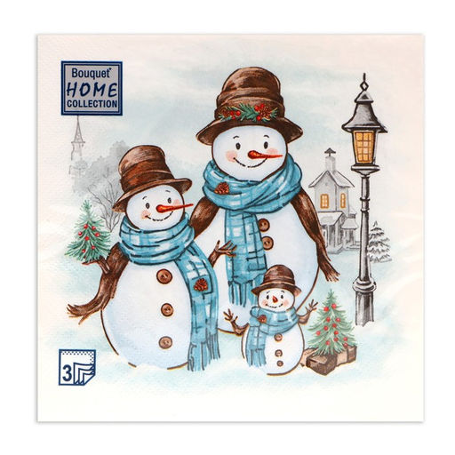 Цена за 2 шт. Салфетки новогодние бумажные Home Collection «Дружная семья», 3 слоя, 33х33 см, 20 шт