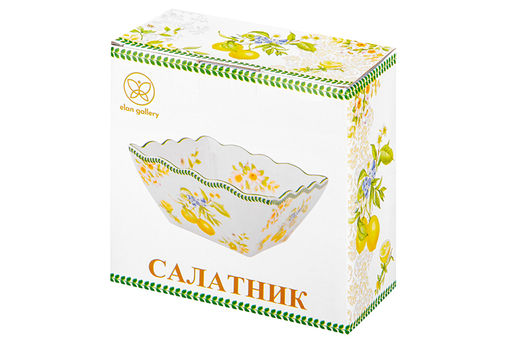 Салатник 16*16*8 см 1 л Лимоны квадрат глубокий, фарфор NEW BONE CHINA - Elan gallery фото 11