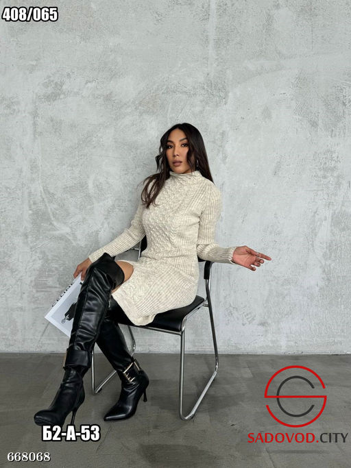 Вязанное женское платье с разрезом - Bruno фото 2