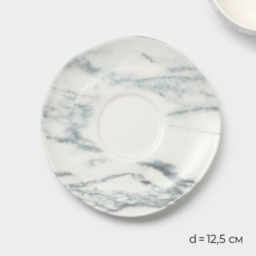 Набор чайный фарфоровый Magistro Real Marble, 4 предмета: 2 чашки 150 мл, 2 блюдца d=12,5 см  фото 6