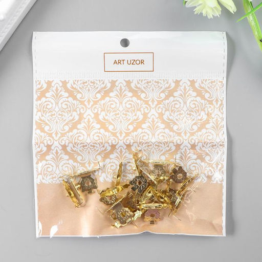 Цена за 10 шт. Замок для шкатулки Ажурный цветок 1,7х1,7 см А-007 - Арт узор фото 3