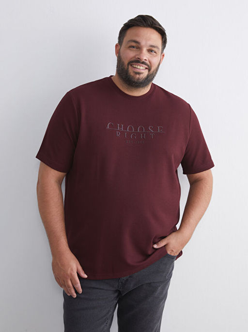 Bisiklet Yaka Bask?l? Erkek Ti??rt