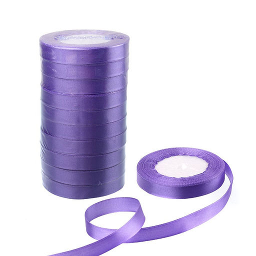 Лента атласная декоративная 25ярд х 1.5см 10 штук набор / 063 /уп 50/лавандовый