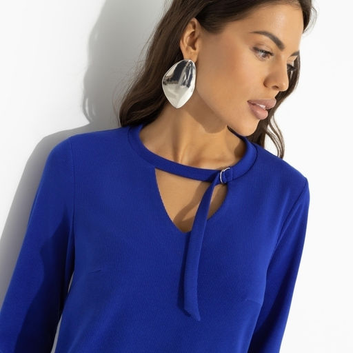 Блуза из трикотажа-лапша Неисчерпаемый талант (спелая голубика) - Charutti фото 3