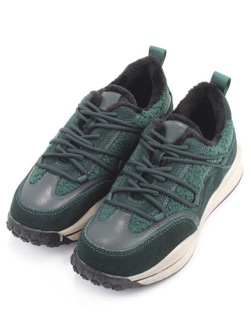 04-XKL23-140R GREEN Кроссовки утепленные женские (натуральная кожа, натуральная замша, байка)