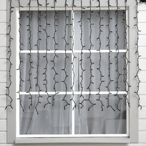 Гирлянда «Занавес» 2×1.5 м, IP65, УМС, тёмная нить каучук, 300 LED, свечение синее, 220 В