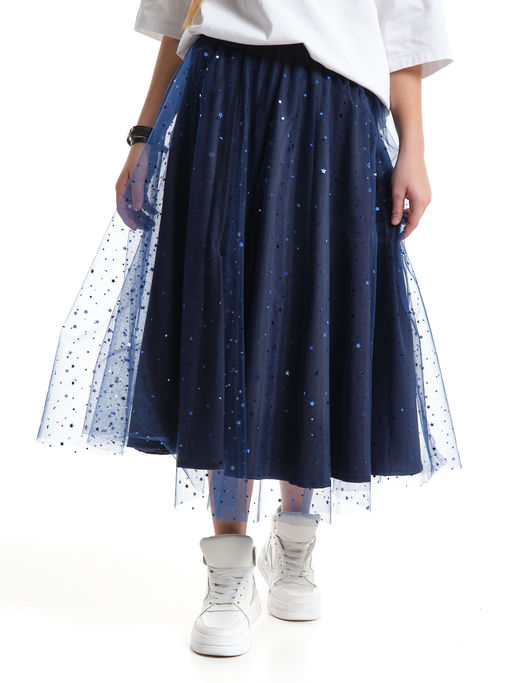 Юбка пачка длинная из фатина 22-7608 черный/зол. звезды - Mini maxi фото 31