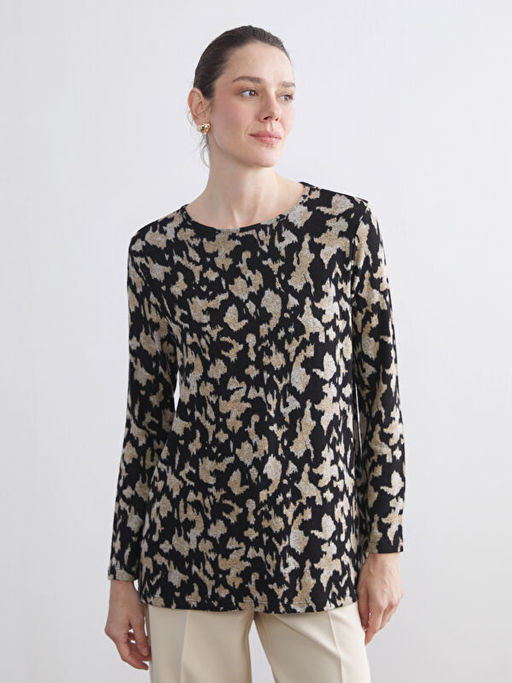 Bisiklet Yaka Desenli Bluz