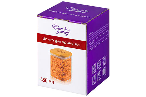 Банка д/хранения 450 мл 8*8*11 см Crystal glass + бамбуков.крышка с силикон. прокладкой, стекло - Elan gallery фото 7