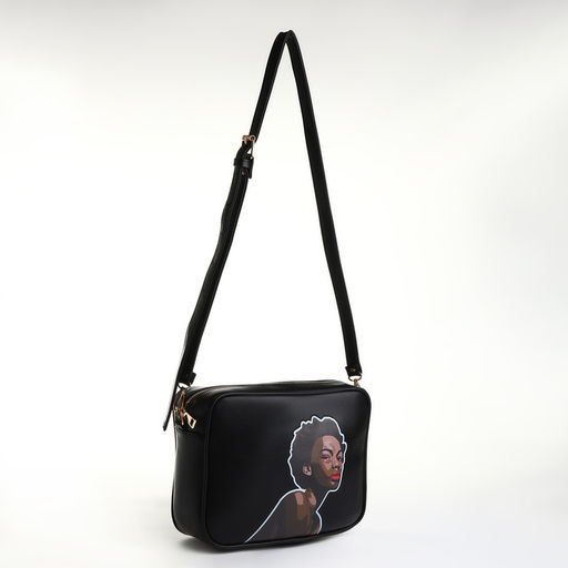 Сумка женская на молнии TEXTURA 22×8×17 см, чёрная