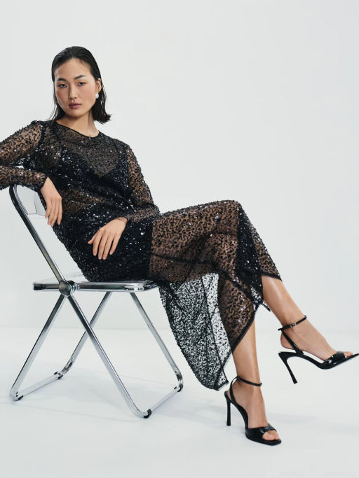 Двухслойная юбка миди c пайетками / Zarina