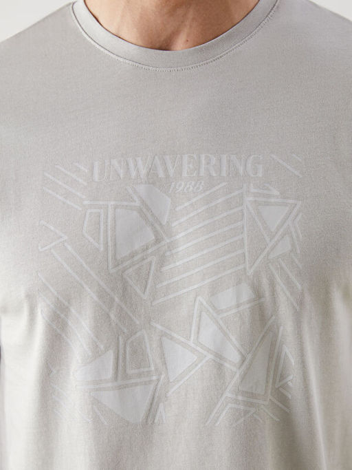 Bisiklet Yaka Bask?l? Penye Erkek Ti??rt