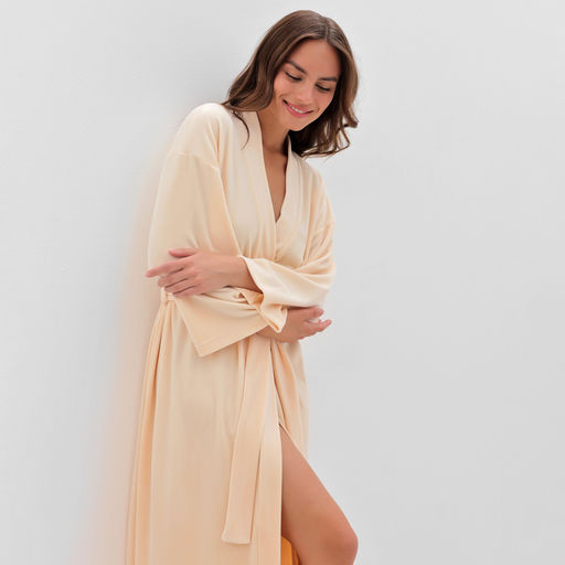 Халат домашний женский KAFTAN Plushy, размер 52-54, молочный