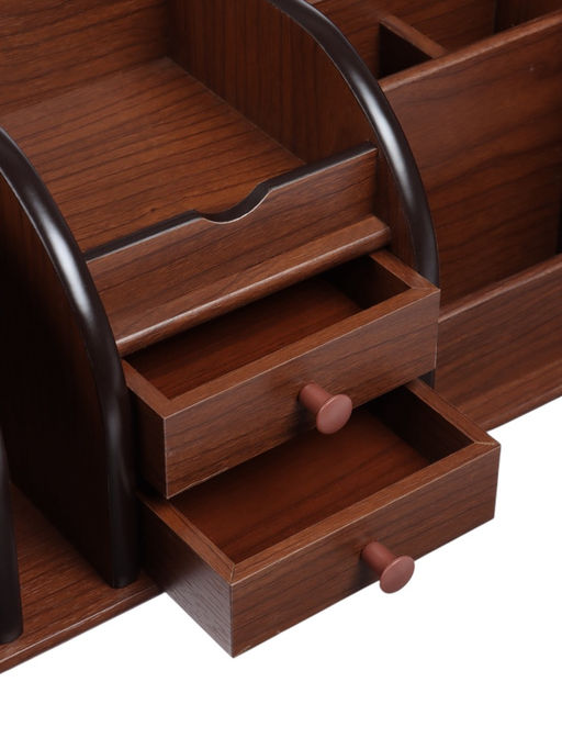 Органайзер 7 секций, 2 выдвижных ящика, серия Орех с кантом темным, 16×30×15 см