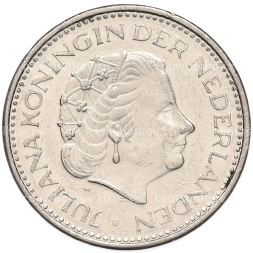 Монета 1 гульден 1977 года Нидерланды