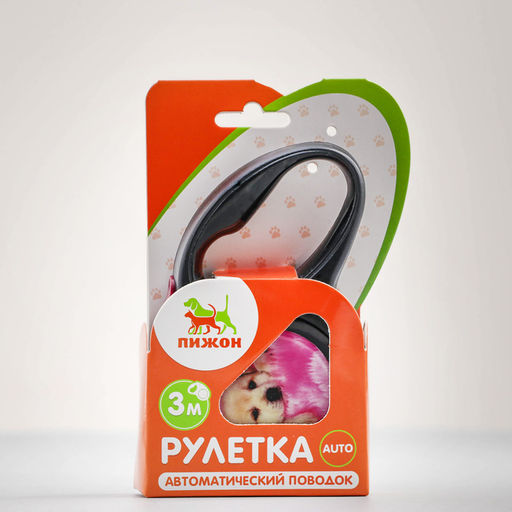 Рулетка с принтом Милашка, 3 м, вес животного до 12 кг, чёрная - Пижон фото 5