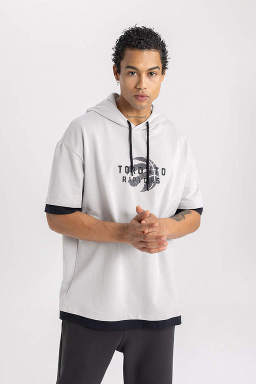 DeFactoFit Футболка оверсайз с капюшоном и короткими рукавами НБА Торонто Рэпторс  фото 5