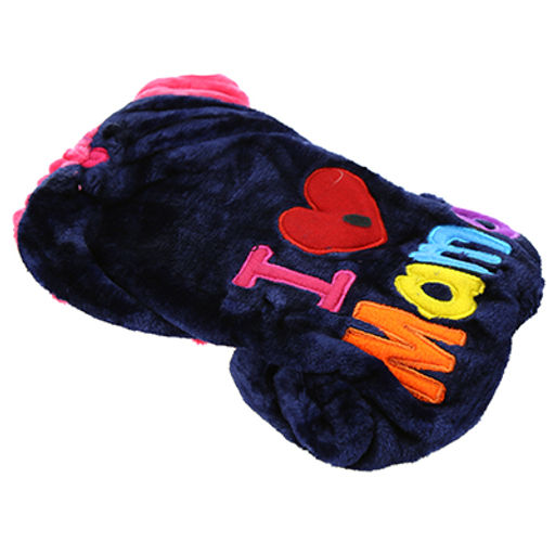 Пэт тойс (Pet toys) Одежда для собаки Комбинезон I Mama/Papa с капюшоном, с принтом, на кнопках, р-р L 38-42см, длина спинки 30см/обхват груди 42см/обхват шеи 32см, цвет-синий с розовым, плюш (100% полиэстер) (Китай) - Домашняя мода фото 3