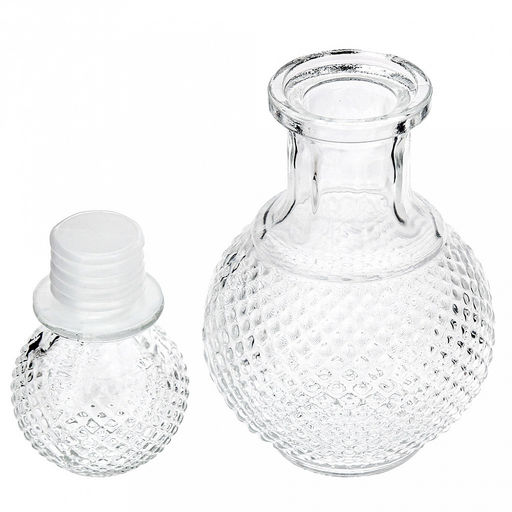 Графин стеклянный "Ребристый" 250мл, д8см h17см, прозрачный, пробка-стекло (Китай)