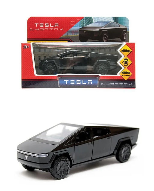 Технопарк. Модель "Tesla Cybertruck" 13,7 см, мет, дв, инерц, глянцевый черный, арт.CYBERTRCK-12-BK