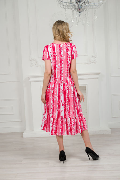 Платье женское из кулирки Кармелита малиновая роза