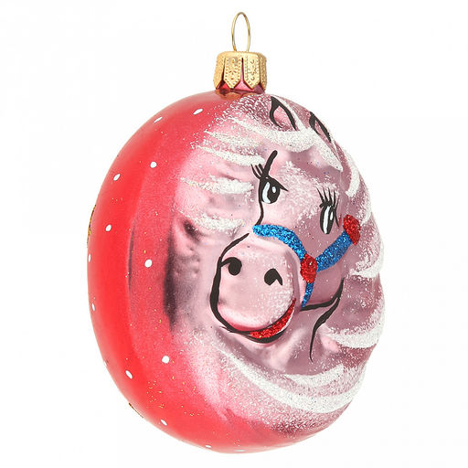 Елочная игрушка фигурка стеклянная "Зодиак. Лошадка " h8см, ручная художественная роспись, цвета микс, подарочная упаковка, "Символ 2026 года" (Россия)