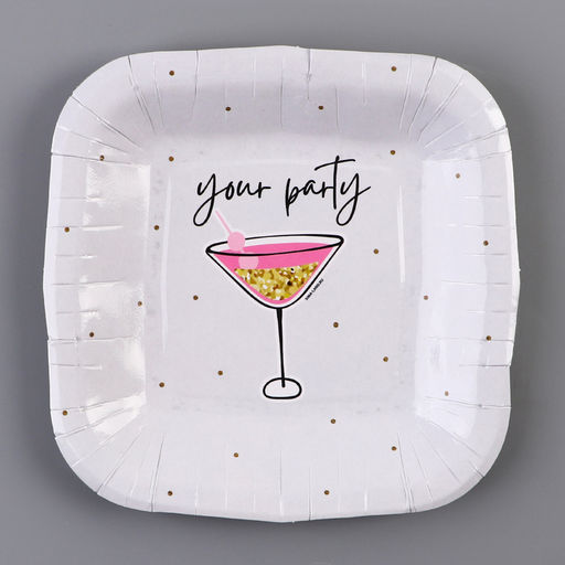 Цена за 10 шт. Тарелка одноразовая бумажная квадратная "Праздничная"вечеринка, 16,5х16,5 см