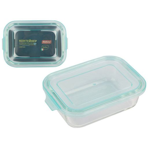 Контейнер LIMPIDO, 650 мл из ж/стекла с крышкой из пластм,прямоуг,темп режим -40 до +300С 005480 /Mallony/  фото 2